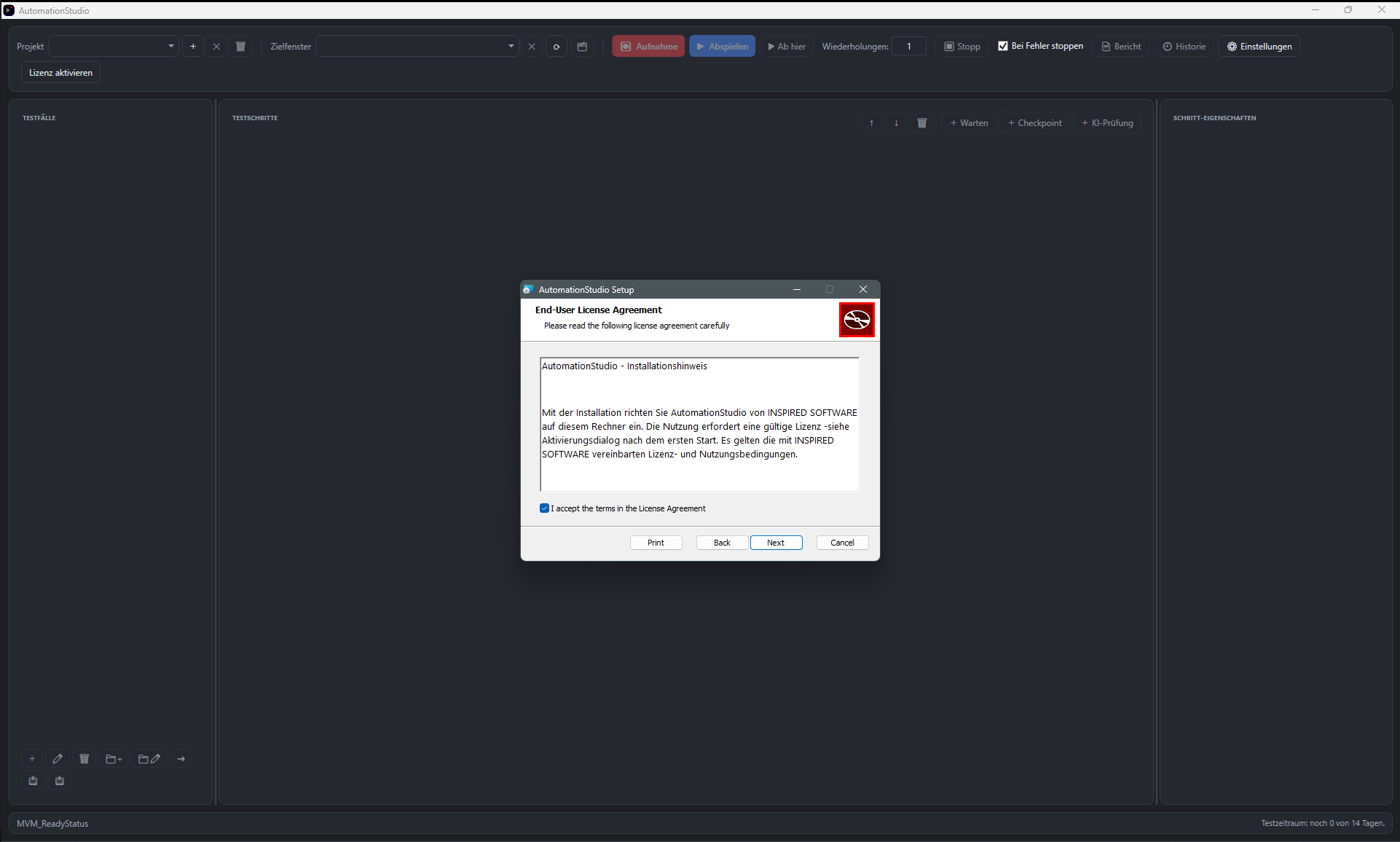 Screenshot: Entpackter Programmordner mit AutomationStudio.exe