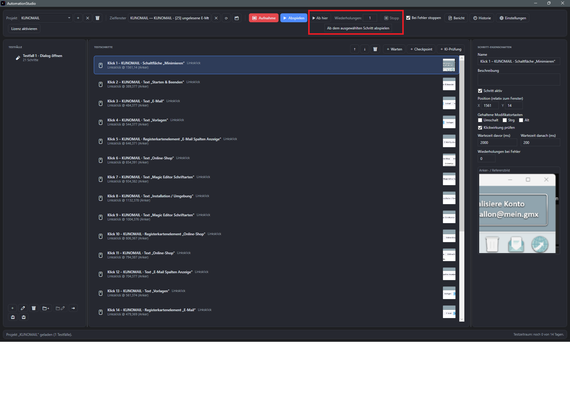 Screenshot: Ab-hier-Schaltflaeche mit Tooltip in der Werkzeugleiste