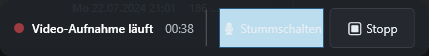Screenshot: Stummschalt-Toggle in der Steuerleiste aktiviert, hellblau hervorgehoben
