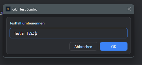 Screenshot: Dialog zum Umbenennen eines Testfalls