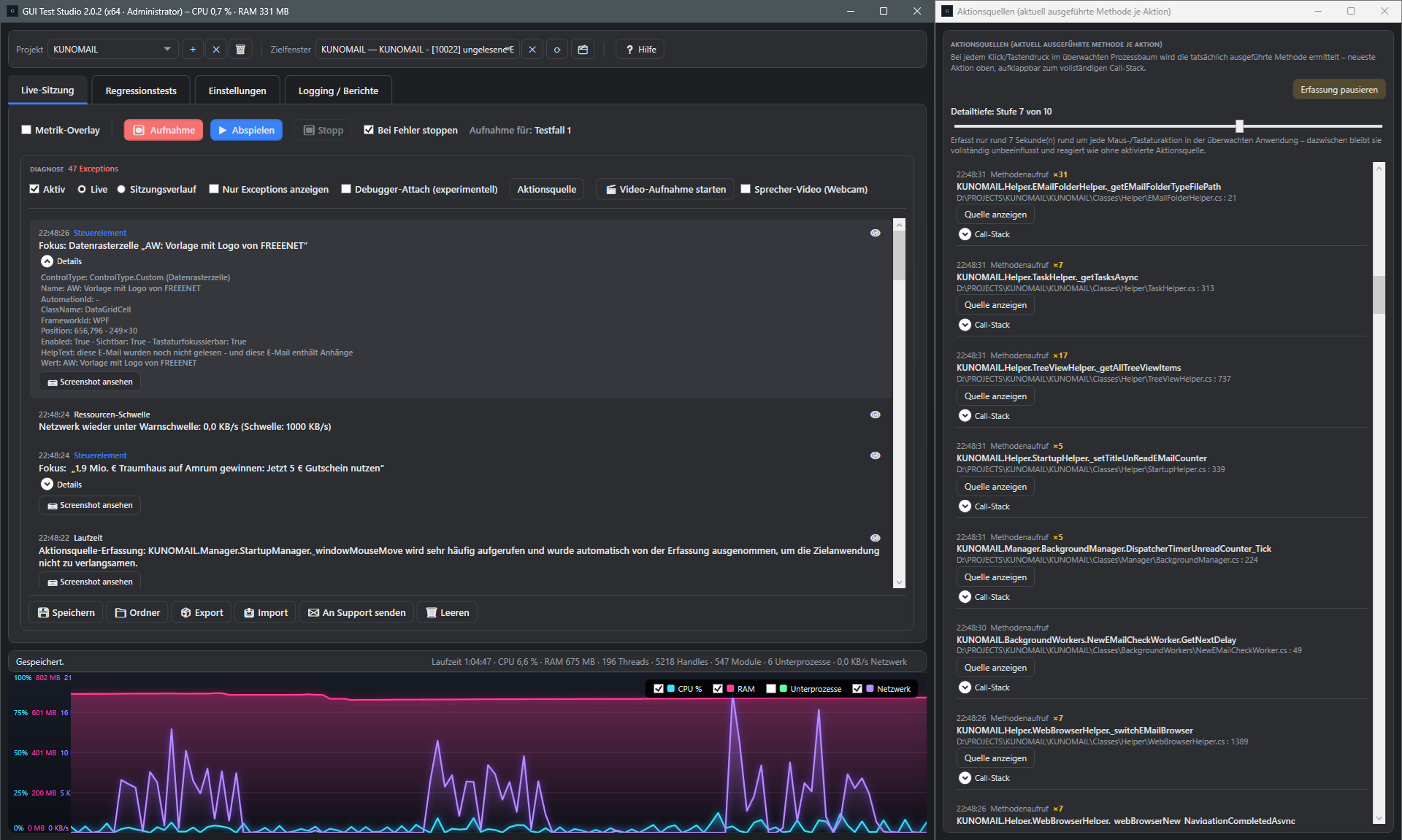 Screenshot: Detailtiefe-Regler auf Stufe 7 von 10 gestellt