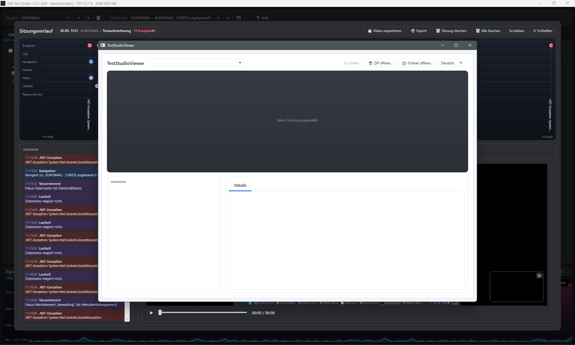 Screenshot: Eigenstaendige Anwendung TestStudioViewer